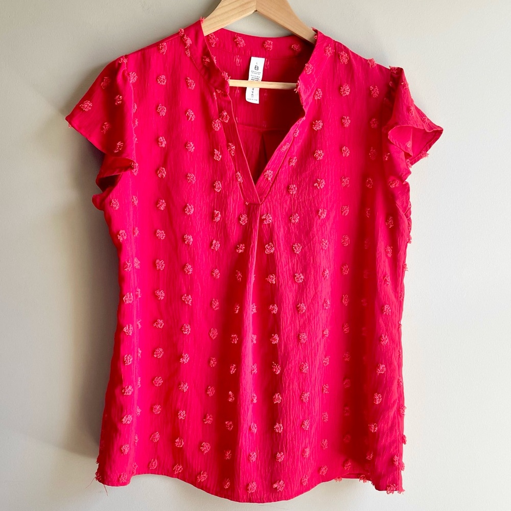 Elegant Red Blouse with Delicate Embroidery